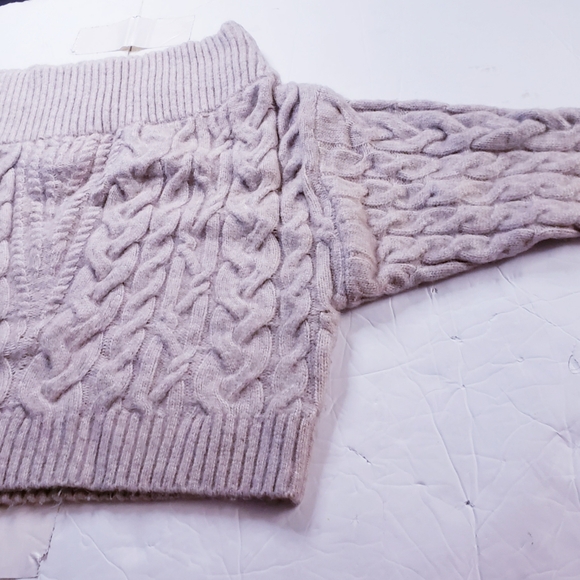 Off the Shoulder Cozy Wool Cable Knit Express Sweater - Picture 2 of 12